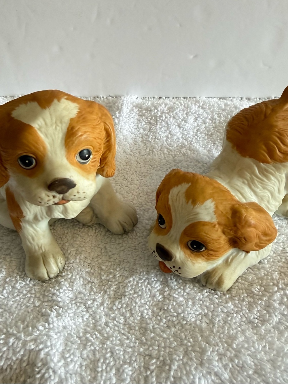 Home Interiors Brown and White Ceramic Puppy Figurines